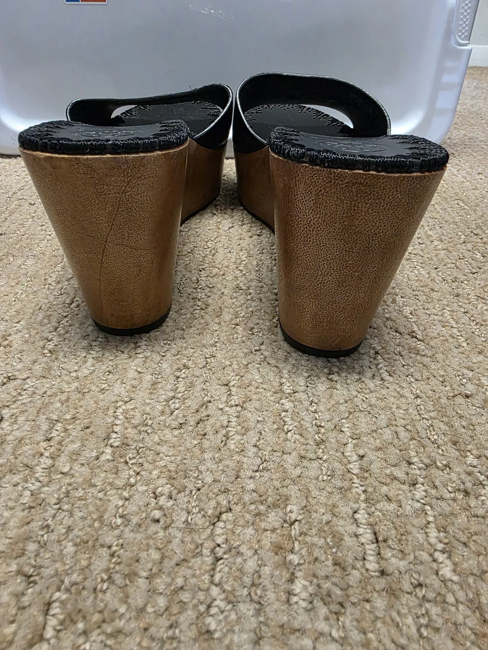 Tory Burch Black Leather Slide Platform Sandals